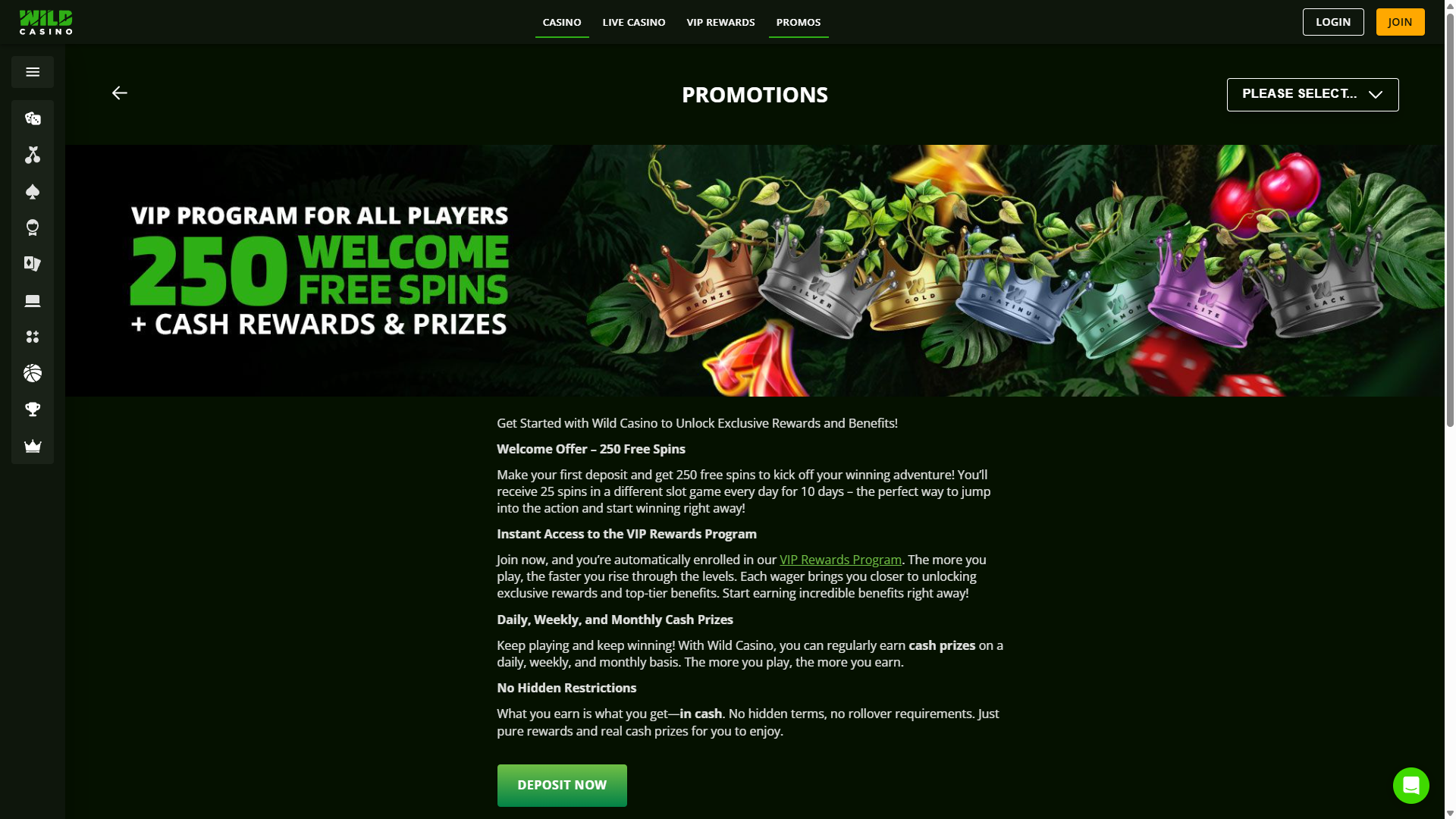 wild casino free spins